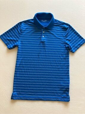 Amazon Essentials Men’s XS Slim Fit Blue White Striped Polo Shirt
